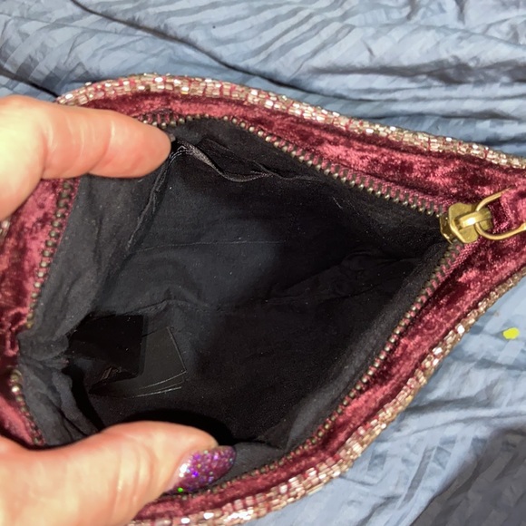 RARE EUC Zara beaded fringe embroidered Velvet evening Bag crossbody - Picture 7 of 10